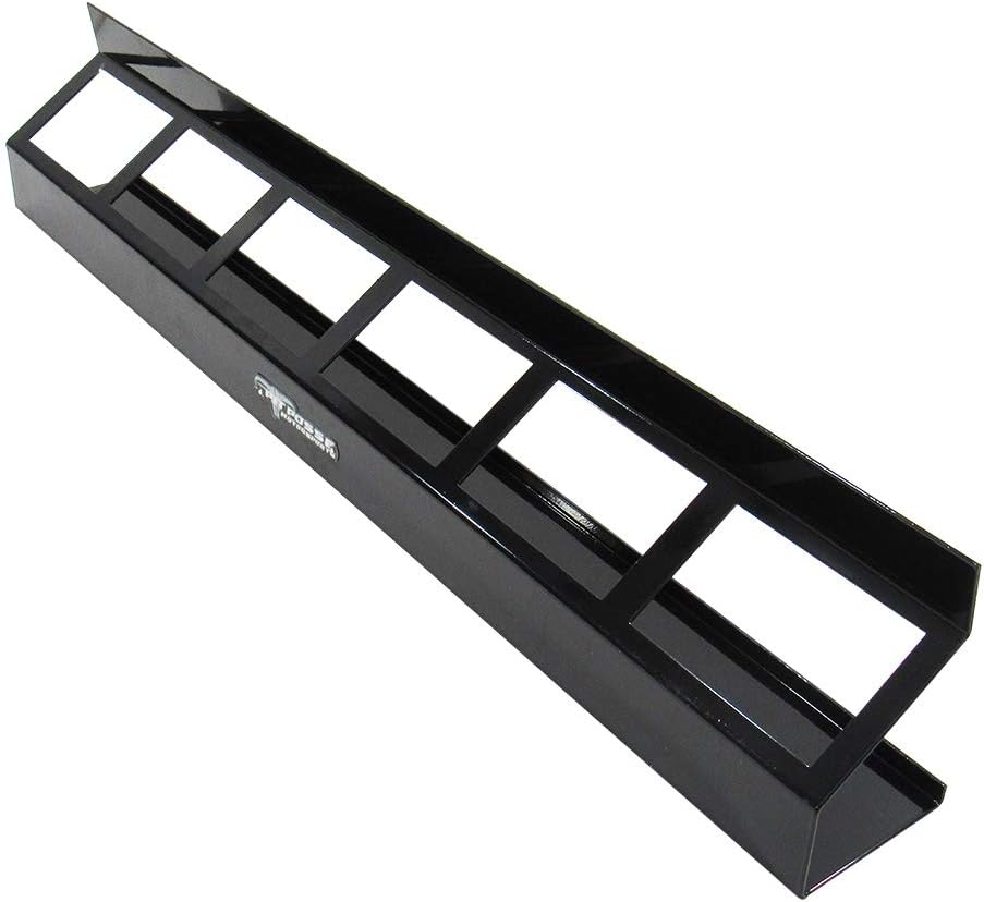 Pit Posse 304BK Six Quart Oil Can Rack Holder 32" Caddy Wall Hanger Aluminum Shelf - Made in USA - Holds 6 Quarts of Motor Engine Oil - Enclosed Race Trailer Shop Garage Storage Organizer (Black)