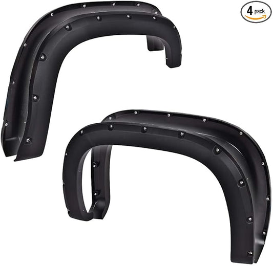 DOTCOM Fender Flares,Compatible with 2007-2013 GMC Sierra 1500 All Beds,Wheel Arch Cover Trim Black Paintable Matte Pocket Textured Riveted Style 4PCS