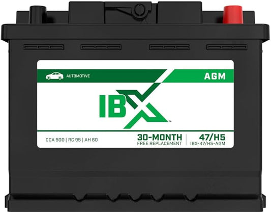 Interstate Batteries IBX Automotive Battery 12V 60Ah (Group Size H5, 47) 650CCA SLI AGM Auto Replacement Battery for Cars, SUVs, Sedans, Trucks (IBX-47/H5-AGM)