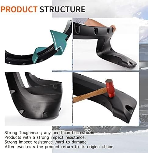 G-PLUS Fender Flares, Compatible with Dodge Ram 1500 2009-2018, Compatible with Dodge Ram 1500 Classic 2019-2022(Excludes R/T and Rebel Models),Paintable Smooth Matte Black Pocket Riveted Style