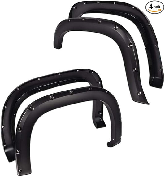 DOTCOM Fender Flares,Compatible with 2007-2013 GMC Sierra 1500 All Beds,Wheel Arch Cover Trim Black Paintable Matte Pocket Smooth Riveted Style 4PCS