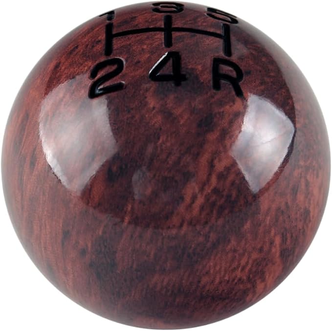 DEWHEL Aluminum Classic Weighted Wooden Type R Manual 5 Speed Gear Shift Knob w/Black Engraved Inlay with Universal Threads M8x1.25 M10x1.25 M10x1.5 M12x1.25