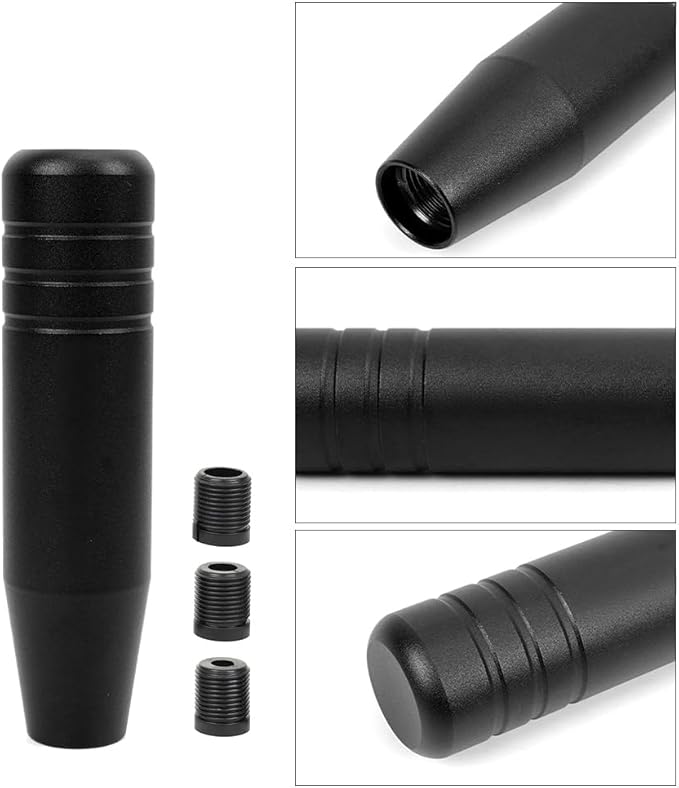 muge racing Universal 5inch Aluminum Alloy Shift Knob, Heavy Duty Car Gear Lever Stick Shifter Handle fit Most Automatic Manual Vehicle Black