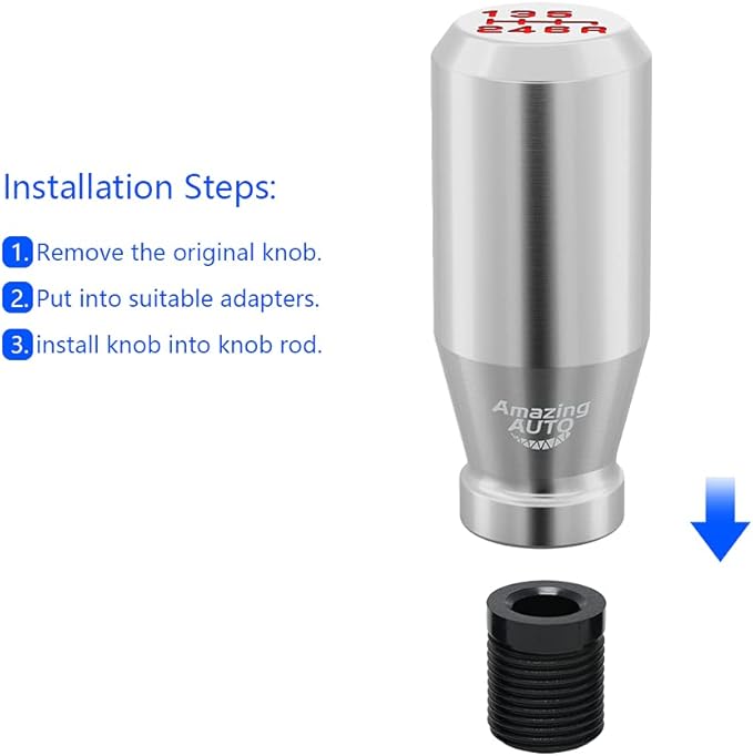 （Silver） Racing JDM Type-R Style 6 Speed Manual Universal Gear Shift Knobs Fit Compatible with Mazda Tacoma STi Nismo 2004 Honda Accord Subaru