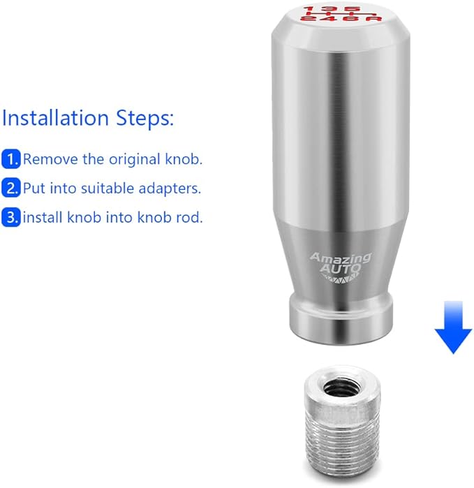 (Silver) 6 Speed Weighted Manual Universal Automatic Gear Shifter Shift Knobs Compatible with Manual Cars Most Automatic Cars