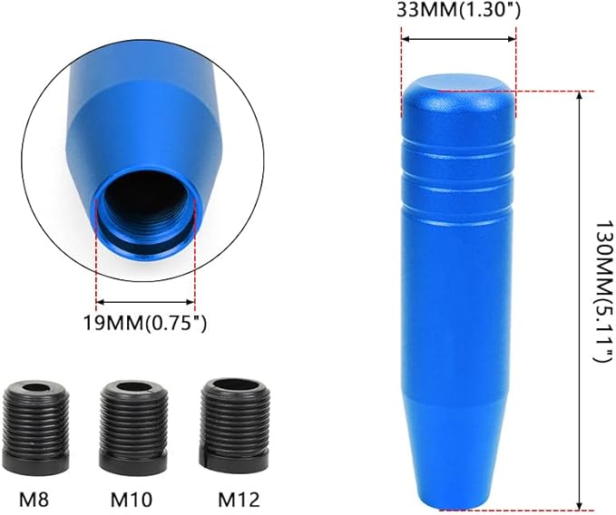 muge racing 5inch Aluminum Alloy Shift Knob, Heavy Duty Car Gear Lever Stick Shifter Handle fit Most Automatic Manual Vehicle Blue