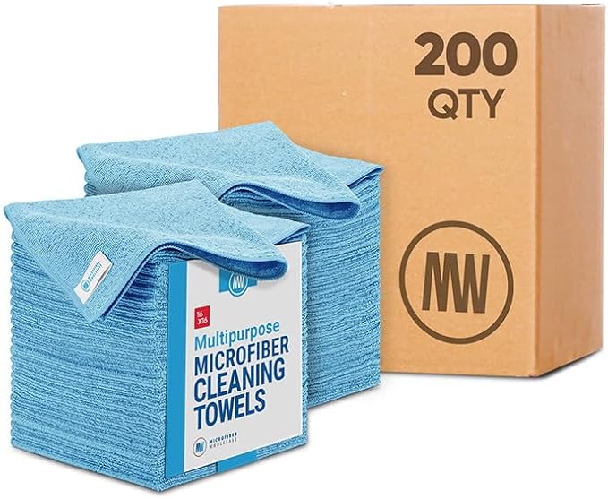 Microfiber Wholesale 16" x 16" All Purpose Towels (Blue-200 Qty)