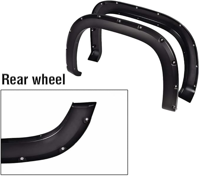 DOTCOM Fender Flares,Compatible with 2007-2013 GMC Sierra 1500 All Beds,Wheel Arch Cover Trim Black Paintable Matte Pocket Smooth Riveted Style 4PCS