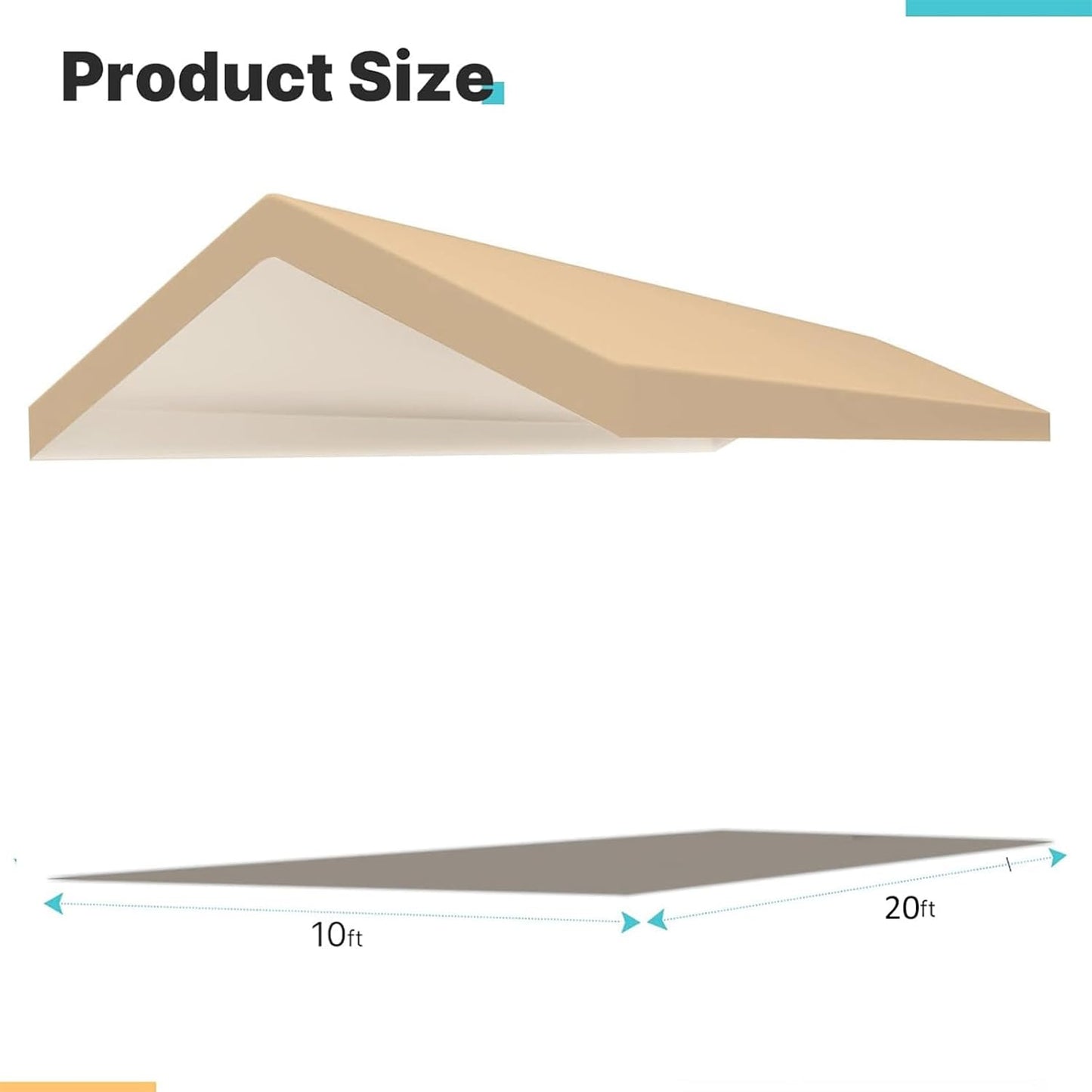 Carport Replacement Canopy Cover for Car Tent Top Garage Shelter Cover Tarp with Ball Bungees (Only Top Cover, Frame Not Include) (Beige 10’ x 20‘)