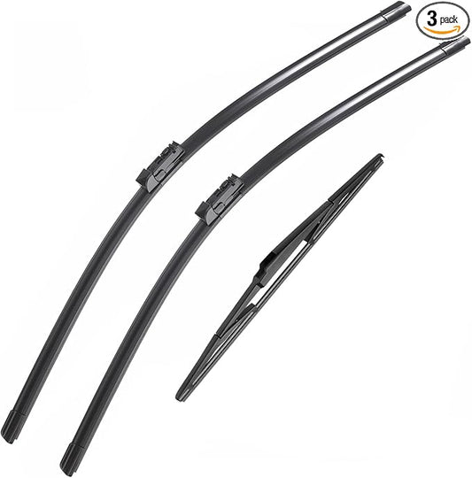 Front and Rear Windshield Wiper Blades (pack of 3pcs) Replacement for 2018 2019 2020 2021 Subaru CrossTrek 26" + 16" Front Windscreen Wiper and 12" Rear Wiper Blade