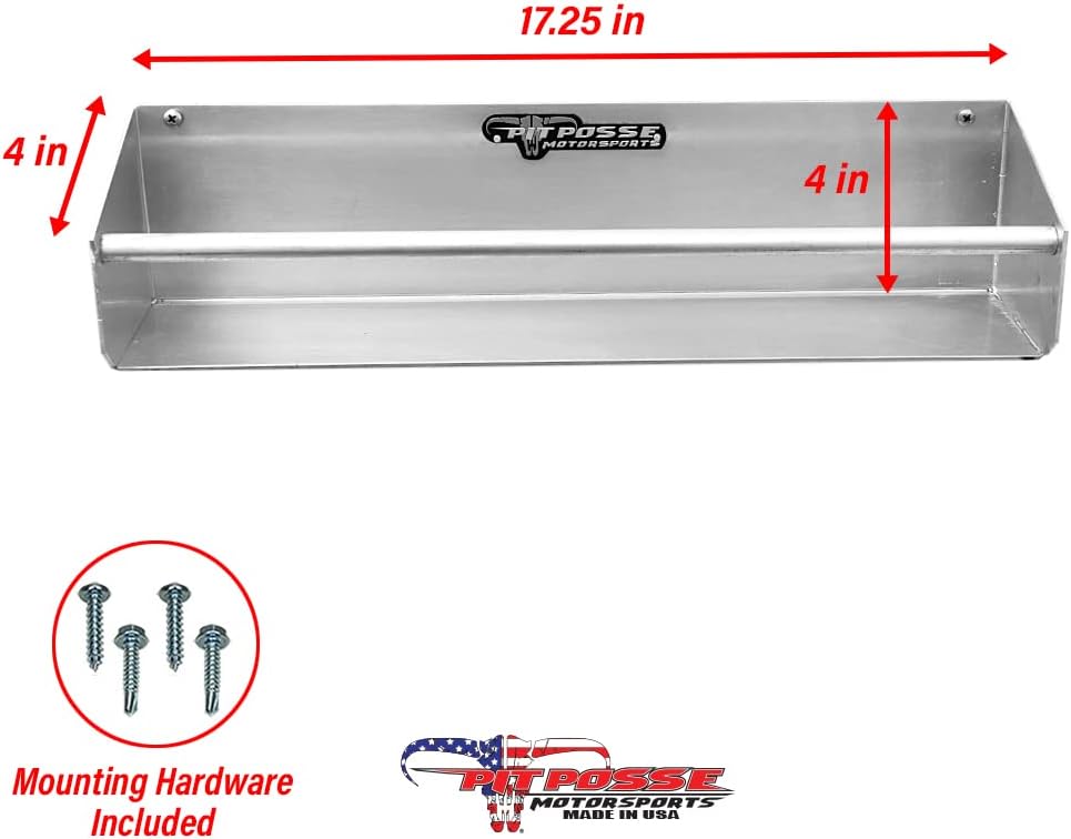 Pit Posse 465 Tie Down Hanger Holder Aluminum Wall Mount Rack Shelf for Race Trailer Garage Shop Storage Organizer- Made in USA-Holds Tie Downs, Ratchet Straps, Bungee Cords, Aerosol Cans, Oils