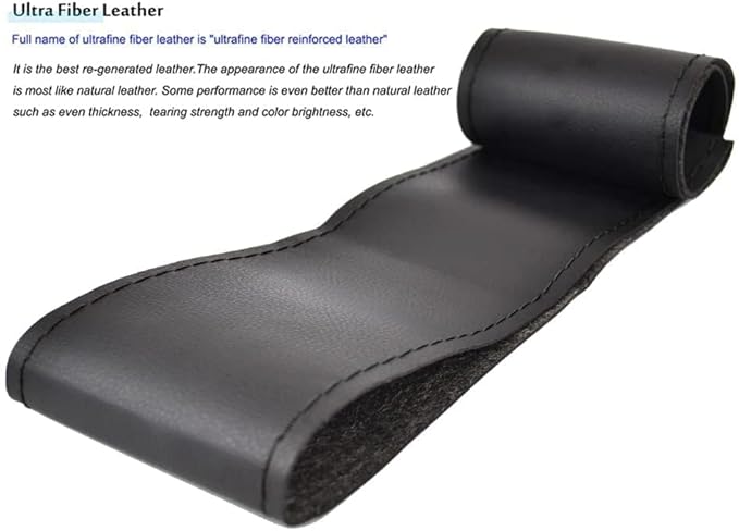 AUTOXBERT 38cm/15 Inch Leather Steering Wheel Cover Stitch On Wrap, Breathable, Anti-Slip Steering Wheel Cover for Nissan Qashqai Toyota Camry RAV4 VW Golf