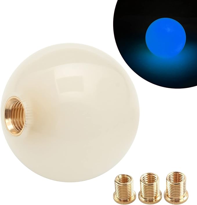 Round Ball Shift Knob Universal Luminous Gear Shift Knob 5 6 Speed for Manual Automatic Vehicles with Adapters (Cream to Blue)