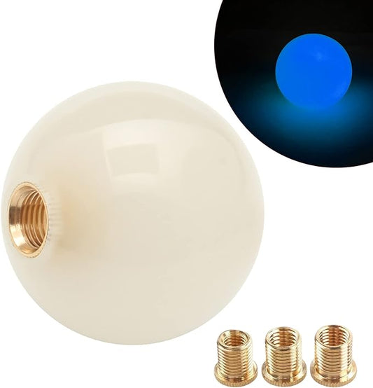 Round Ball Shift Knob Universal Luminous Gear Shift Knob 5 6 Speed for Manual Automatic Vehicles with Adapters (Cream to Blue)
