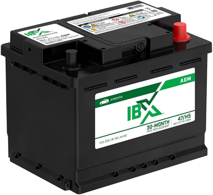 Interstate Batteries IBX Automotive Battery 12V 60Ah (Group Size H5, 47) 650CCA SLI AGM Auto Replacement Battery for Cars, SUVs, Sedans, Trucks (IBX-47/H5-AGM)