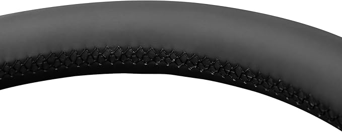 MEWANT DIY Black Solid Hexagon Embossed Faux Leather Steering Wheel Cover for Ford F150 Lightning F350 2024 Expedition