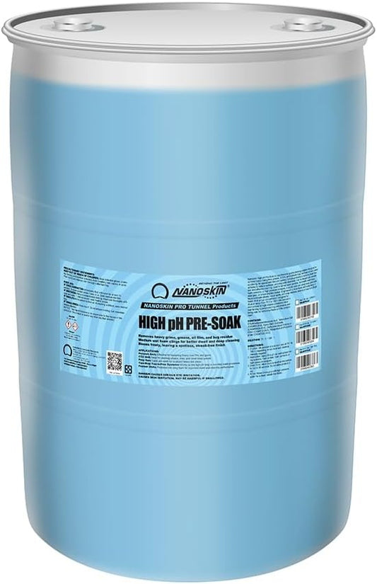 Nanoskin High pH Pre-Soak – 30 Gallons, 75:1 to 150:1 Concentrated Foam Detergent for Car Wash Tunnels, Automatic Wash Systems, and Foam Cannons