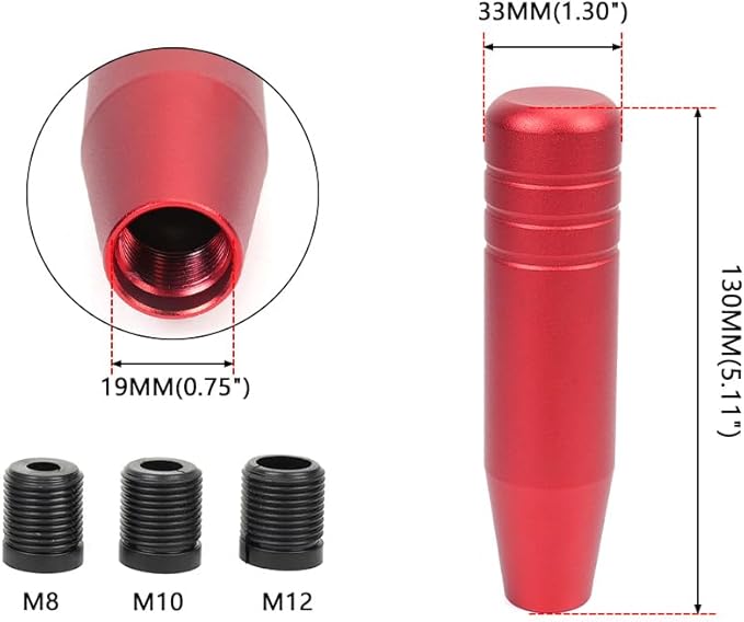 muge racing 5inch Aluminum Alloy Shift Knob, Heavy Duty Car Gear Lever Stick Shifter Handle fit Most Automatic Manual Vehicle Red