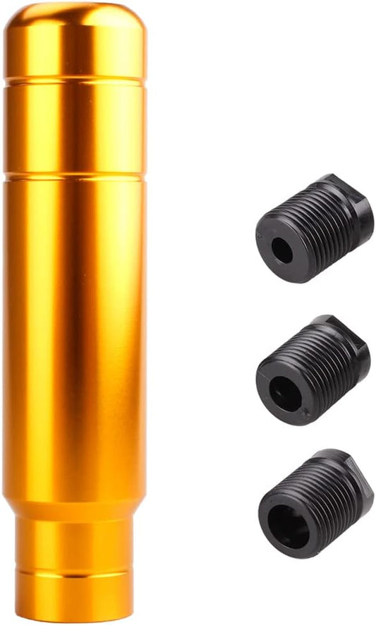 BARTOO Aluminum Weighted Manual Shift knobs, Long Stick Shift Knob Gear Shifter Knobs, Car Accessories Lever Cover Head Universal Shifter Knobs with 3 Threaded Adapters (Gold)