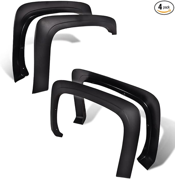 G-PLUS Fender Flares Compatible with Chevy Silverado 1500 2007-2013/Fit Silverado 2500HD 3500HD 2007-2014 Fleetside 78.0"/97.6" Long Bed Factory Style Textured Wheel Cover Trim Protector 4pcs