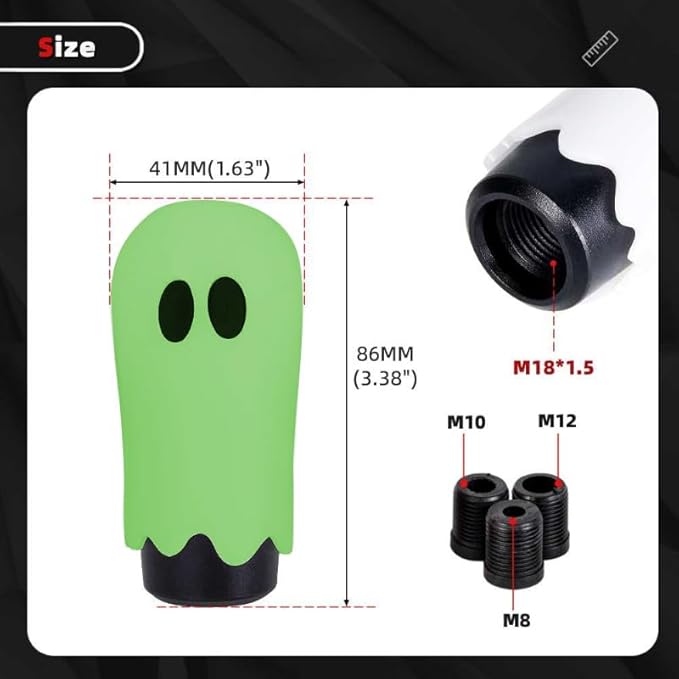 Glow Ghost Shift Knob -Night Glow Design Gear-Shift-knobs Universal Gear Knob / 3 Adapters (M8x1.25/M10x1.5/M12x1.25) Cool Automotive Car Accessories Gift for Man