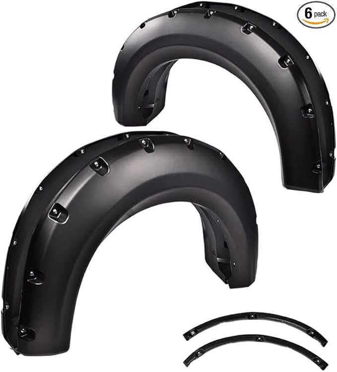 CHEDA Fender Flares,Compatible with 2009-2014 Ford F150, Paintable Riveted Smooth Matte Black Pocket Style 4Pcs Wheel Flares Set