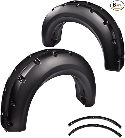 CHEDA Fender Flares,Compatible with 2009-2014 Ford F150, Paintable Riveted Smooth Matte Black Pocket Style 4Pcs Wheel Flares Set