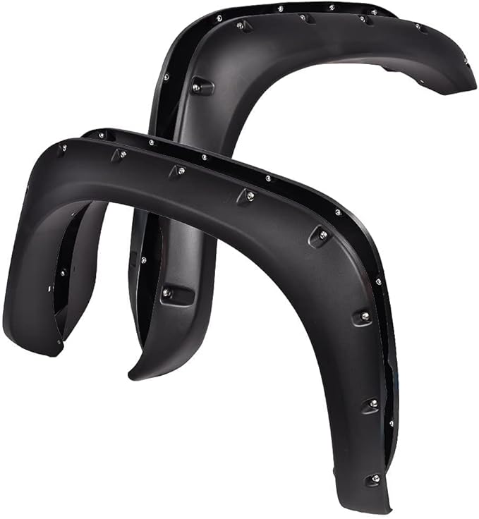 G-PLUS Rugged Fender Flares Compatible with Dodge Ram 1500 2002-2008/Compatible with Dodge Ram 2500 3500 2003-2009 Textured Pocket Riveted Style Wheel Flares 4 Pcs