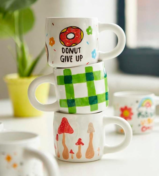 Pott'd Paintables Paint Your Own Mug Kit - DIY Mug Painting Kit for Adults. Ceramic Painting Kit for Adults Includes Mugs, Paints, Brushes, Cloth and Painting Inspiration Guide