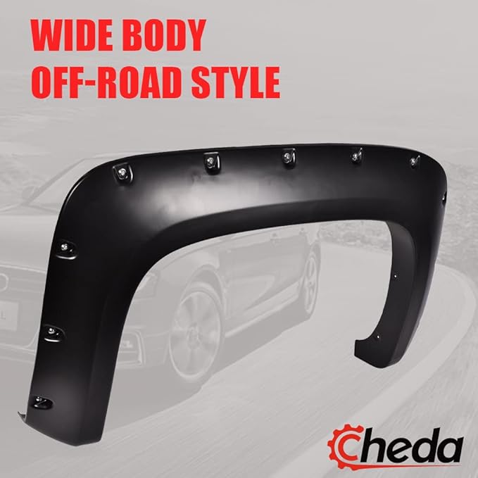 CHEDA Pocket-Rivet Wheel Fender Flares, Compatible with 2015 2016 2017 Ford F150, VFL3Z-16268-B, Smooth Black