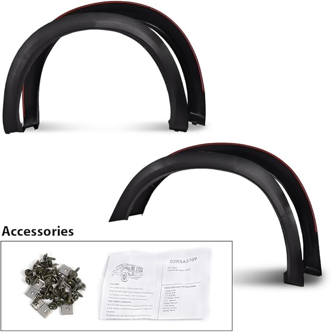 G-PLUS 4Pcs Fender Flares Compatible With Dodge Ram 1500 2009-2018 Textured Factory Style 68054339AB, 68054338A