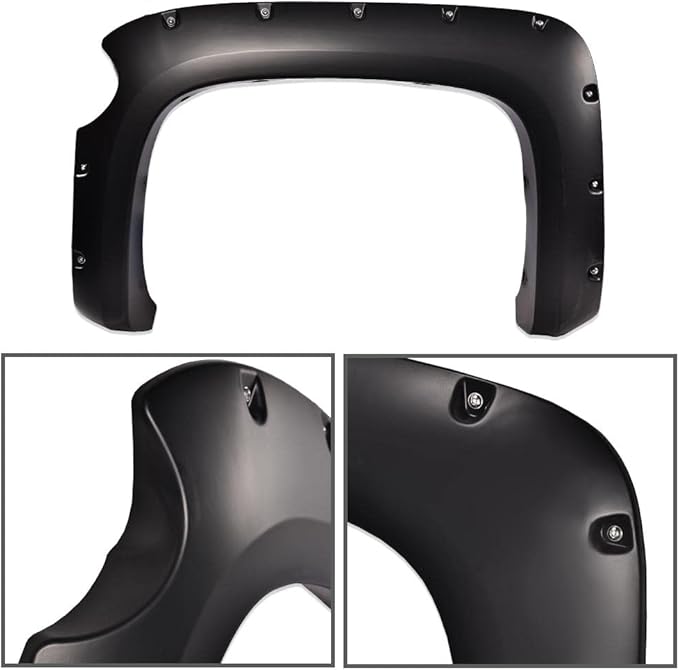 G-PLUS Fender Flares Compatible With Chevy Silverado 1500 07-13/ONLY Fit 5.8ft (69") Short Bed, Not Fit Long Bed Models) Riveted Style Paintable Smooth Matte Wheel Cover 4pcs(Not Fit GMC Sierra)