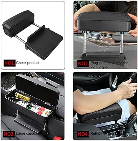 JEYODA Car Armrest Box Adjustable Pad Refit Car Central Lift Armres Storage Organizer Box Arm Rest (Grey)
