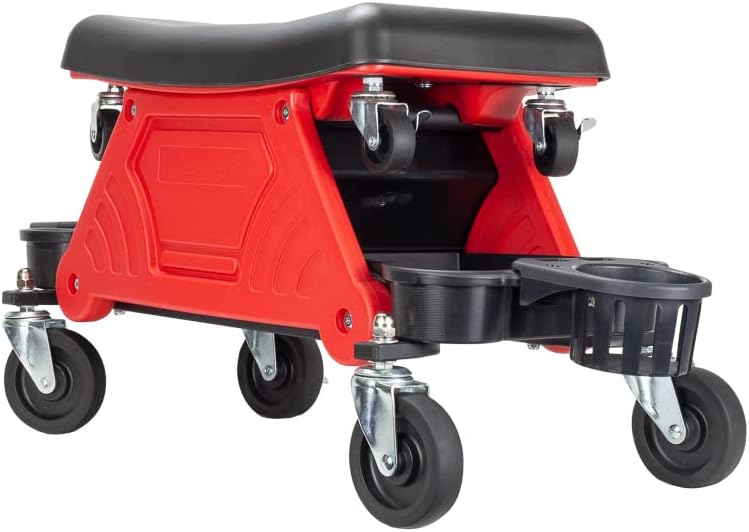 Maxshine Detailing Creeper Seat with Built-in Storage, 2-in-1 Modular Rolling Garage Stool, Mechanic Shop Seat with Tool Tray for Auto Car Detailing & Repair