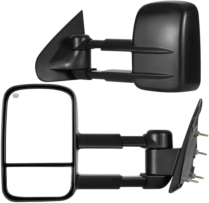 DWVO Towing Mirror Fits for 2014-2018 Chevy Silverado/GMC Sierra 1500 and 2015-2018 Silverado/Sierra 2500HD 3500HD, Pair Side Mirror with Power Heated, Manual Telescoping & Folding, Black