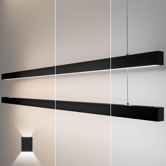 8FT LED Linear Light,100/90/80/70/60W Up and Down Light, 3000/4000/5000K CCT,Commercial And Residential Linear Lights Fixture for Office,Pendant Lights for Home,Shop,Garage,Basement,School-2Pack