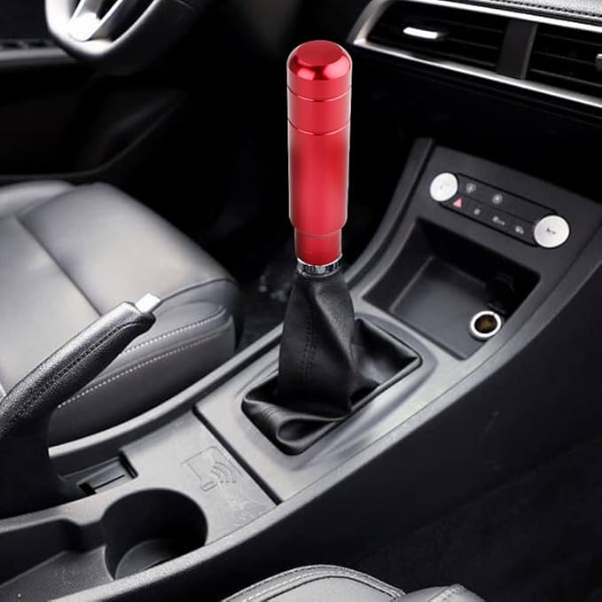 BARTOO Aluminum Alloy Heavy Weighted Shifter Knob, 5" Auto Gear Shift Knob, Car Gear Lever Stick Shifter Handle,with 3 Threaded Adapters M8 M10 M12,Fit Most Automatic Manual Vehicle(Red)