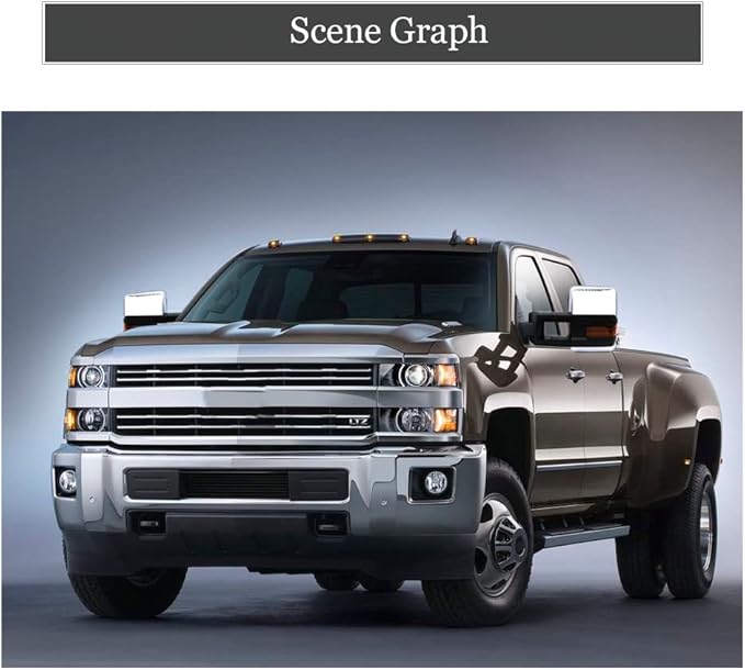 ReYee Towing Mirrors for 2014-2019 Chevy Silverado 1500 2500 3500 GMC Sierra with Heated Power Arrow Light Turn Signal Light Auxiliary Lamp Manual Fold Telescoping Chrome Cap