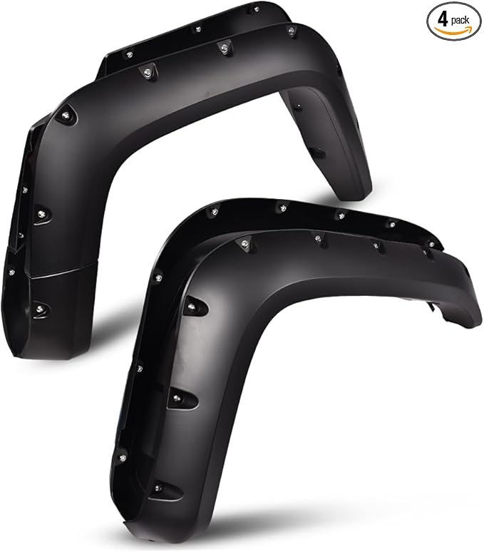 DOTCOM Fender Flares Wheel Cover,Fit 2007-2014 Toyota FJ Cruiser,Paintable Matte Pocket Wheel Arch Cover Trim,Smooth Riveted Style 4PCS Front & Rear