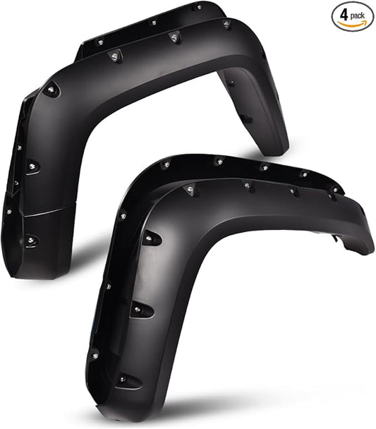 DOTCOM Fender Flares Wheel Cover,Fit 2007-2014 Toyota FJ Cruiser,Paintable Matte Pocket Wheel Arch Cover Trim,Smooth Riveted Style 4PCS Front & Rear