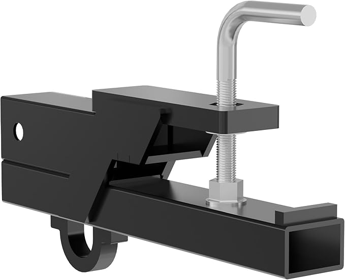 Tow Hitch 2 Inch, Clamp-On Tractor Bucket Hook Receiver Adapter Quick Attach Receiver Chain Hook for Lifting and Carrying Ring, 1100 LB Towing Capacity, Compatible with 2" Front Bucket Lips