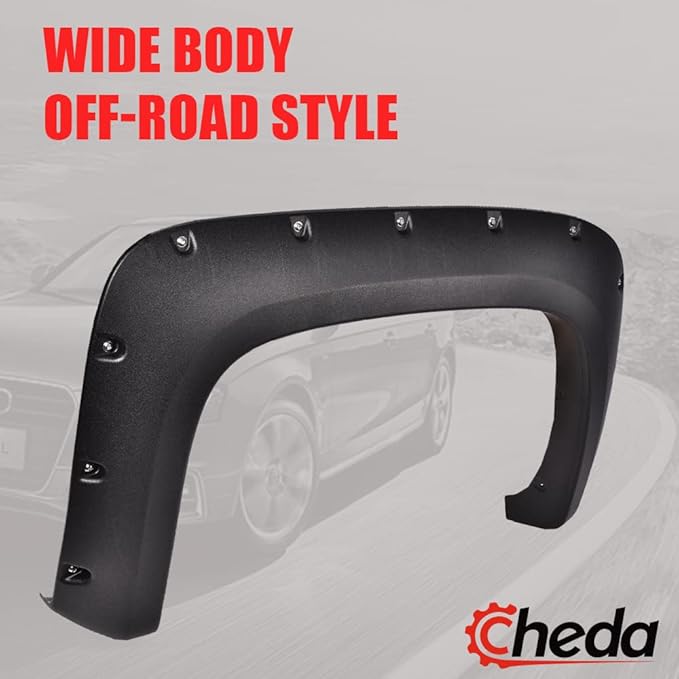 CHEDA Pocket Style Fender Flares, Compatible With 2011-2016 Ford F-250 F-350 Super Duty, Textured Black, BC3Z16006A, BC3Z16005A