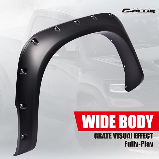 G-PLUS Fender Flares Pocket Rivet Style Wheel Cover Compatible with 2002-2008 Dodge Ram 1500/2003-2009 Ram 2500 3500 (Fleetside Models Only)