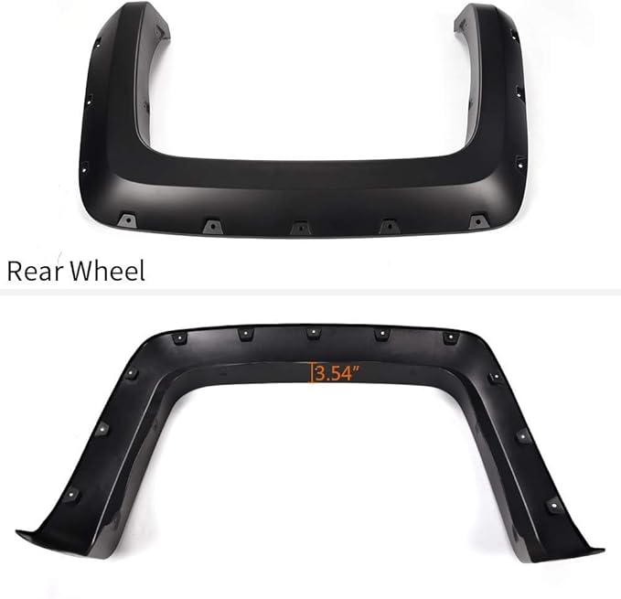 PIT66 Fender Flares, Compatible with 2014-2018 Chevy Silverado 2500HD 3500HD Fleetside 78.8" / 97.6" / 97.8" Bed, Not Compatible with Dually Models and Short Bed Models, Smooth Rivet Style