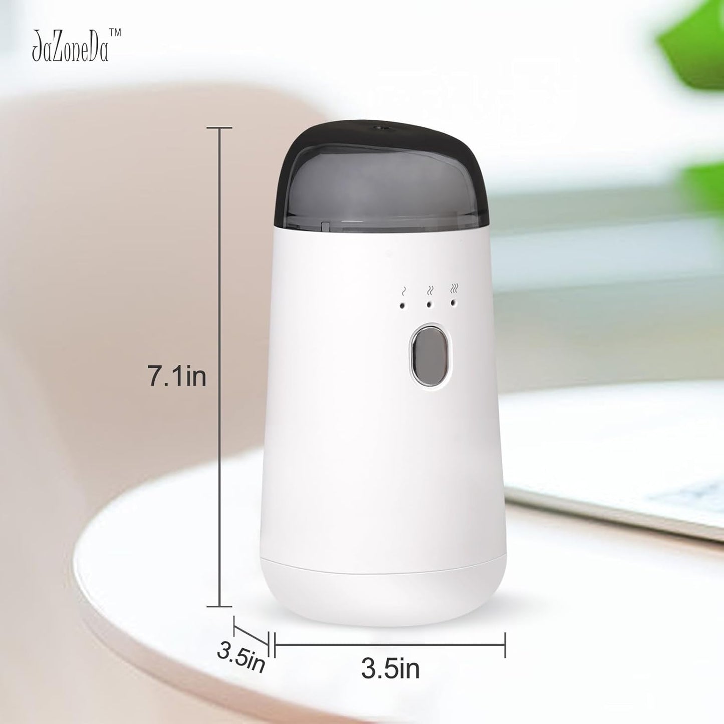 Waterless Diffuser for Essential Oil, Rechargeable Mini Aromatherapy Diffuser for Home & Car, Portable Cordless Design, Fits Car Cup Holder, 3 Mist Levels, 2-Hour Timer, Type-C Charging
