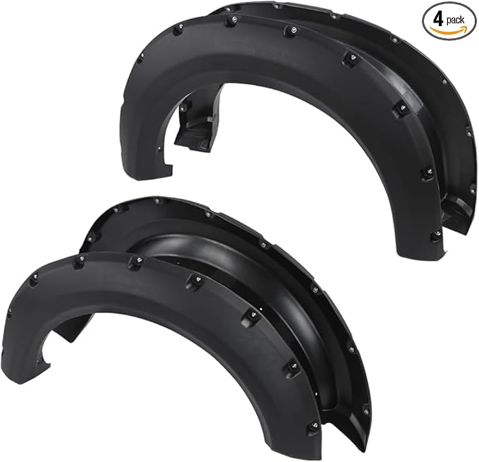 CHEDA Fender Flares Compatible with Ford F150 Styleside with 67.0"/78.8"/97.4" bed length models 2009-2014 (Do not fit Platinum and Raptor models) 4PCS Black Pocket Rivet Style Textured