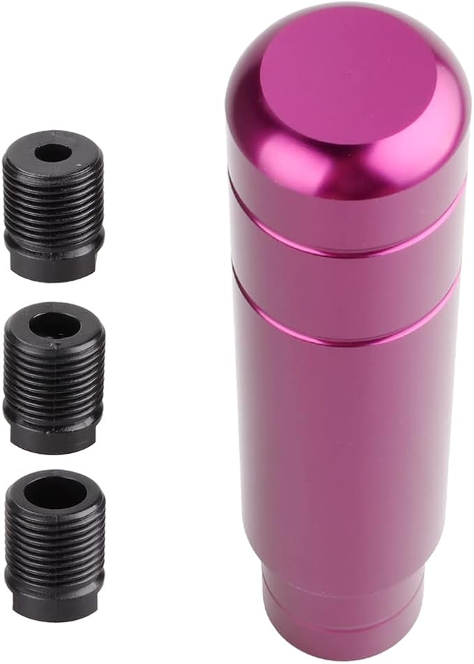 BARTOO Aluminum Weighted Manual Shift knobs, Long Stick Shift Knob Gear Shifter Knobs, Car Accessories Lever Cover Head Universal Shifter Knobs with 3 Threaded Adapters (Purple)
