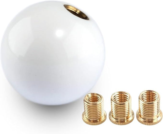 Round Ball Shift Knob Universal Gear Shift Knob 5 6 Speed for Manual Automatic Vehicles with Adapters (Pure White)