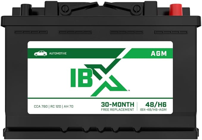 Interstate Batteries IBX Automotive Battery 12V 70Ah (Group Size H6, 48) 760CCA SLI AGM Auto Replacement Battery for Cars, SUVs, Sedans, Trucks (IBX-48/H6-AGM)