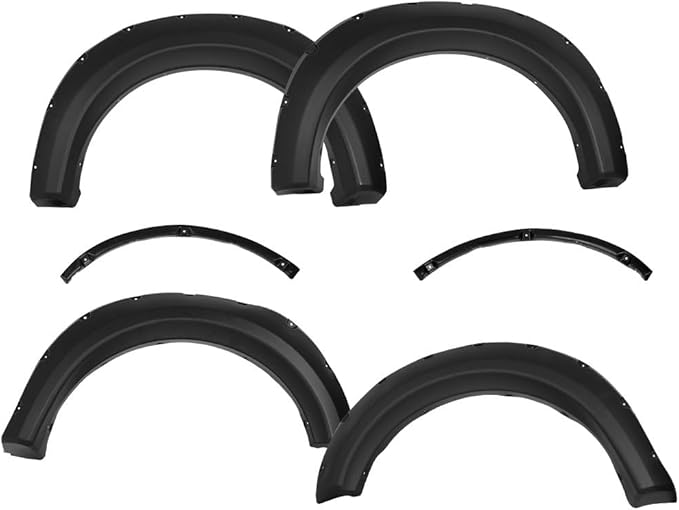 CHEDA Fender Flares,Compatible with 2009-2014 Ford F150, Paintable Riveted Smooth Matte Black Pocket Style 4Pcs Wheel Flares Set